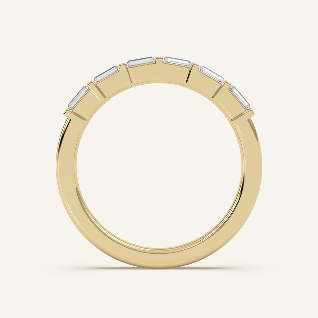 Bar-Set Baguette Wedding Band in 14k Yellow Gold (view 4)