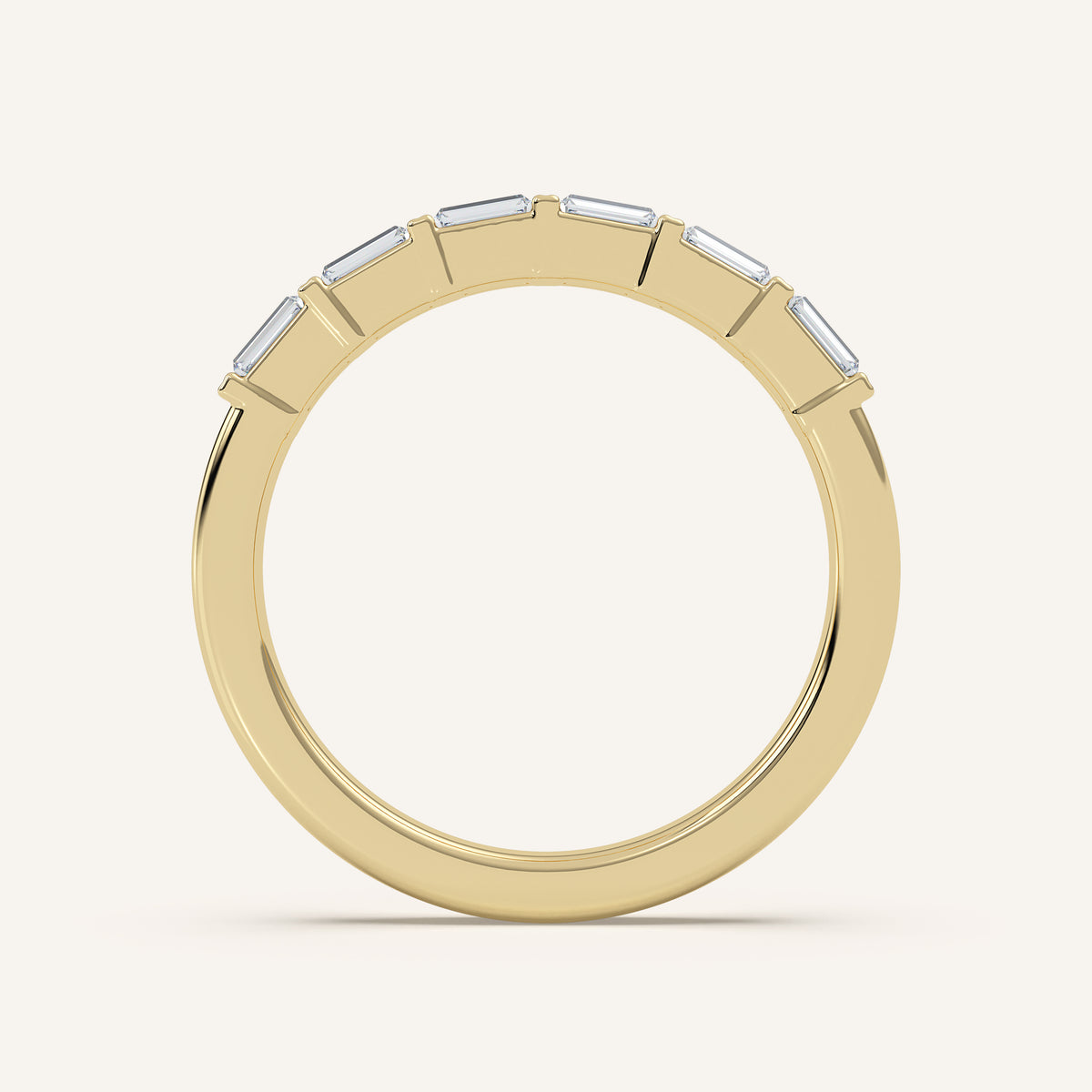 Bar-Set Baguette Wedding Band in 14k Yellow Gold (view 4)