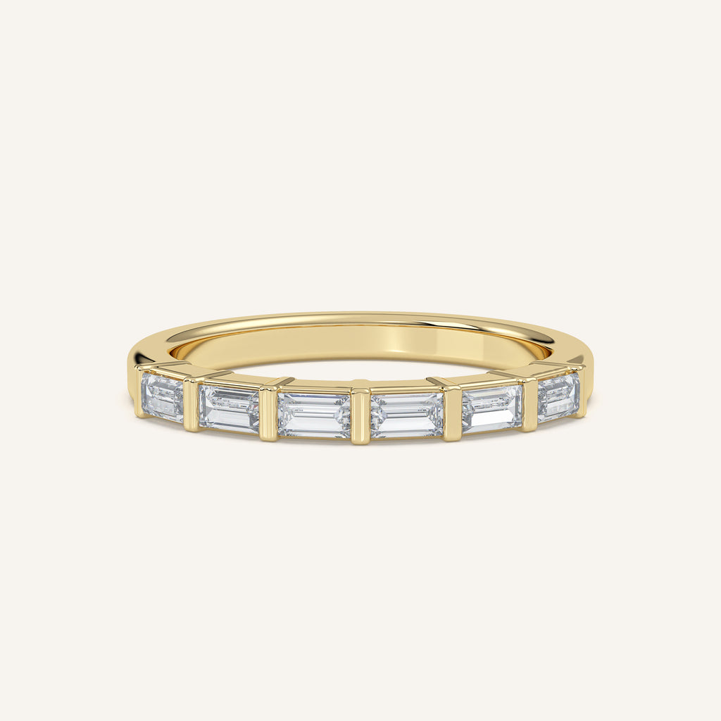 Bar-Set Baguette Wedding Band in 14k Yellow Gold (view 1)