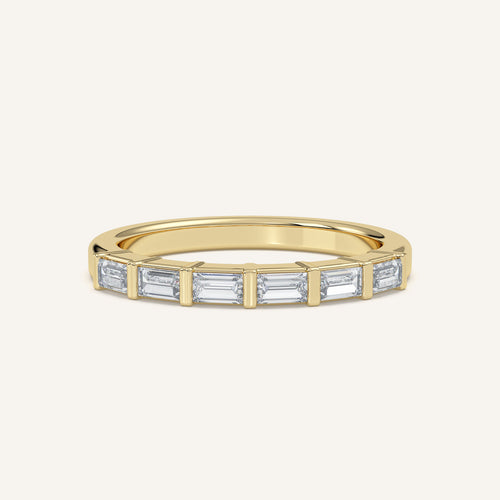 Bar-Set Baguette Wedding Band in 14k Yellow Gold (view 1)