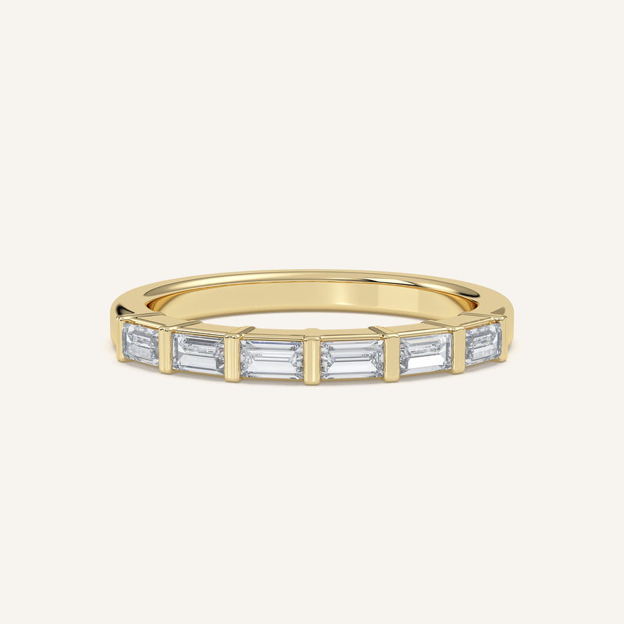 Bar-Set Baguette Wedding Band in 14k Yellow Gold (view 1)