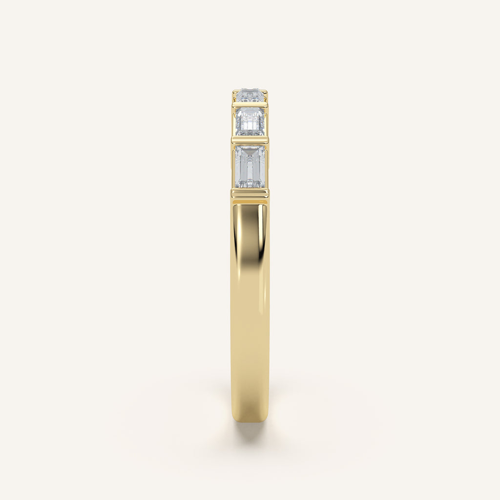 Bar-Set Baguette Wedding Band in 14k Yellow Gold (view 3)