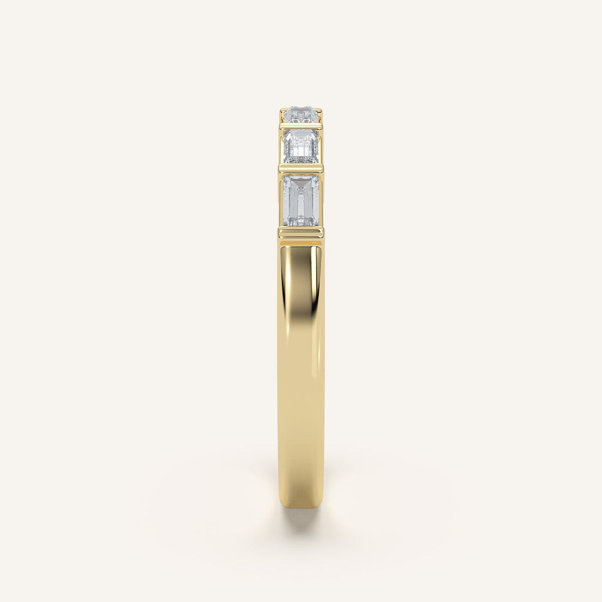 Bar-Set Baguette Wedding Band in 14k Yellow Gold (view 3)