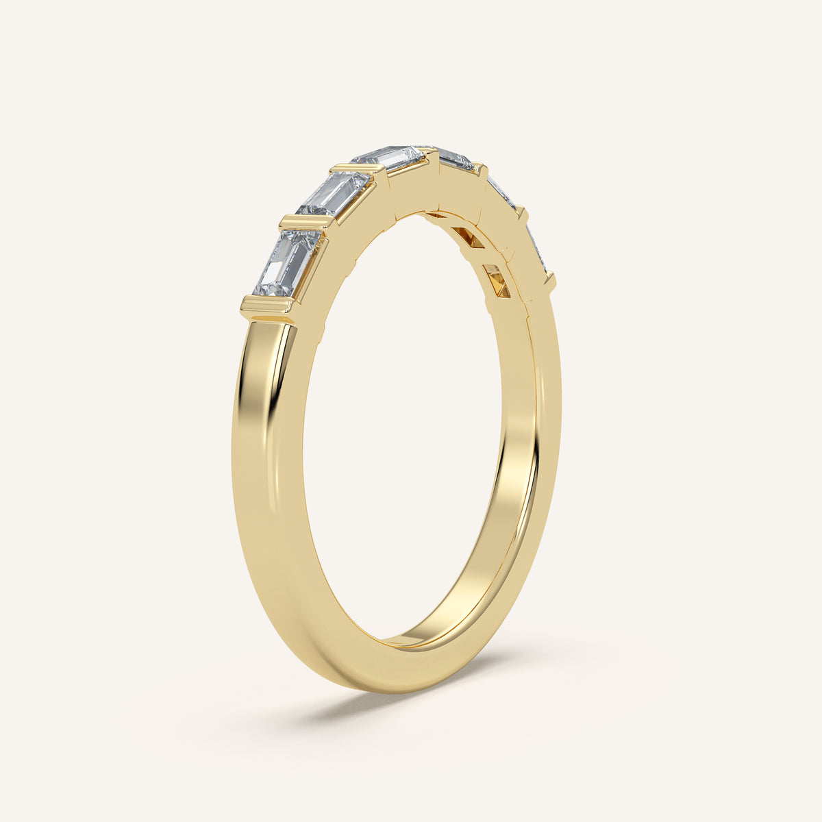 Bar-Set Baguette Wedding Band in 14k Yellow Gold (view 2)