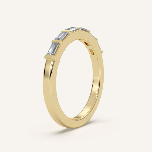 Bar-Set Baguette Wedding Band in 14k Yellow Gold (view 2)