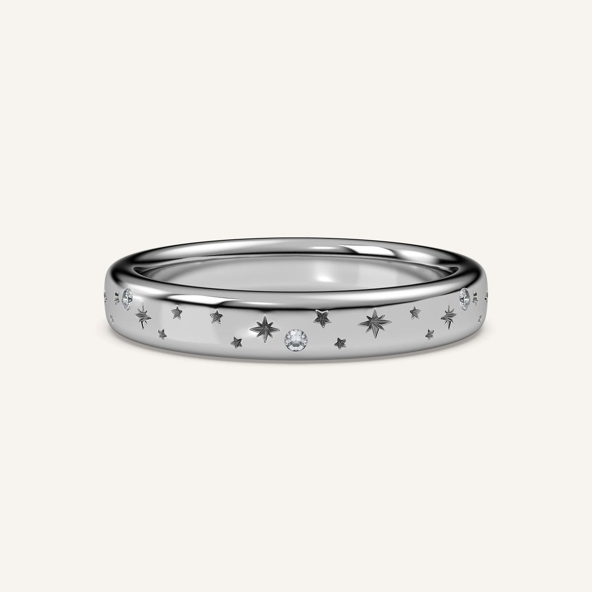 Celestial Wedding Band in 14k White Gold (view 1)