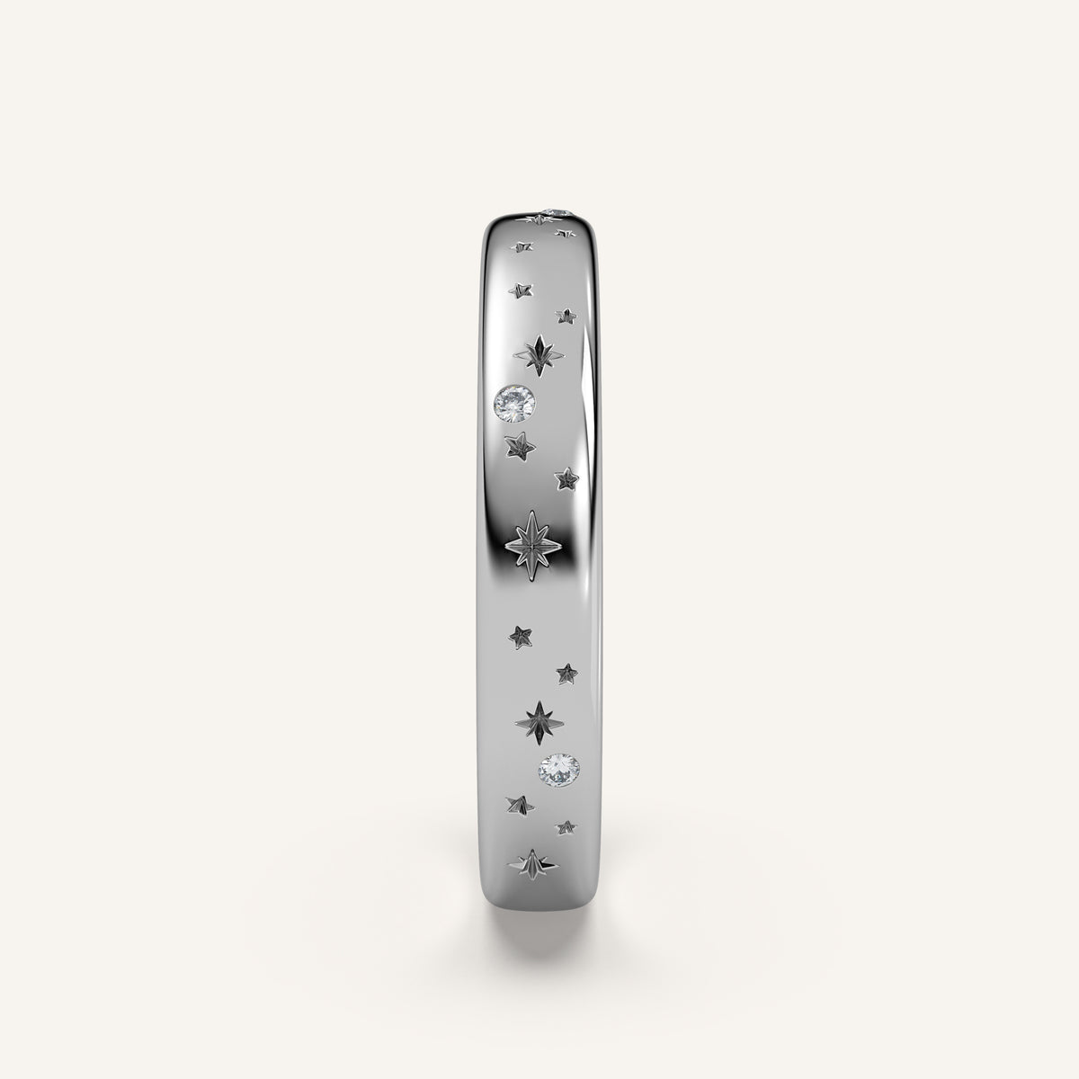 Celestial Wedding Band in 14k White Gold (view 3)