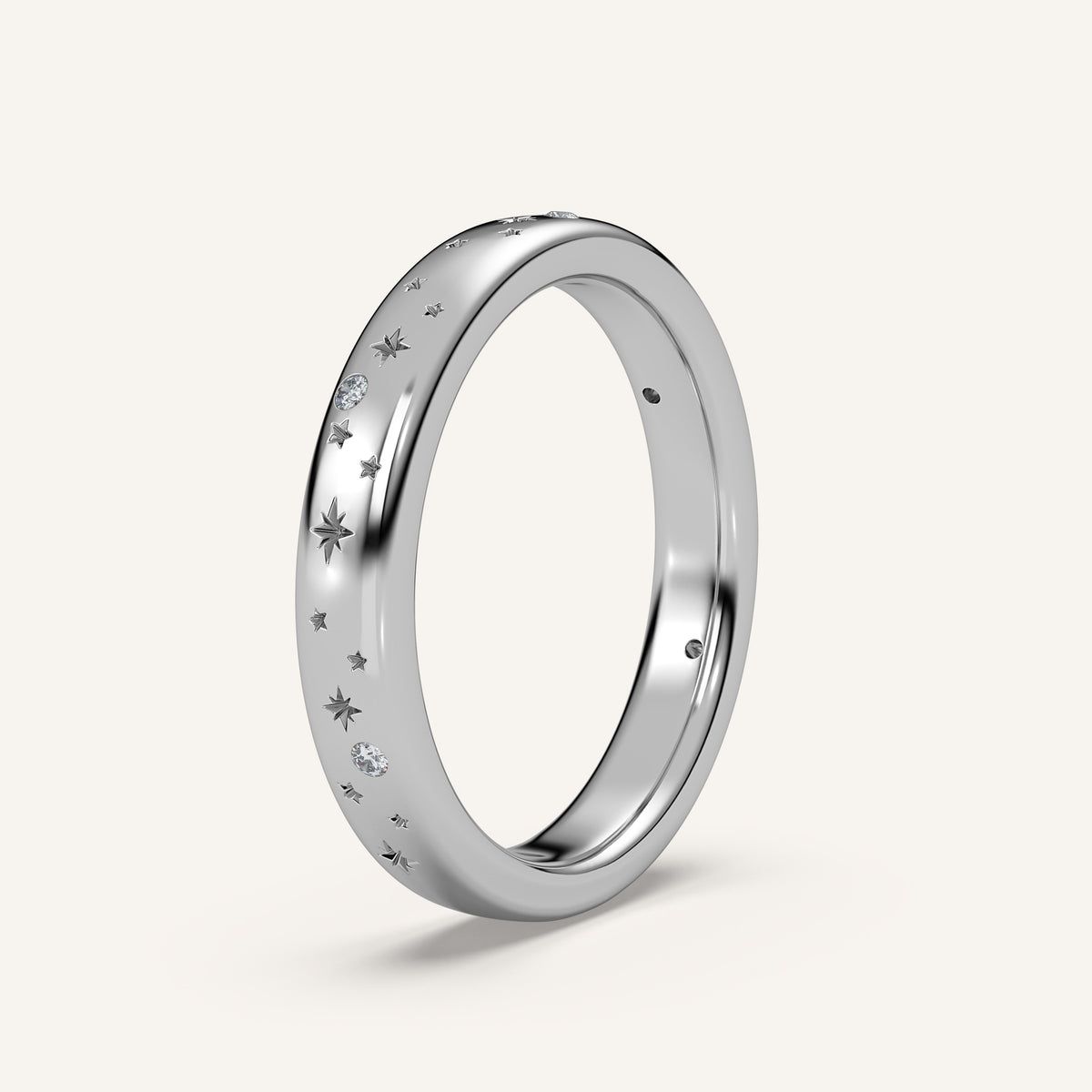 Celestial Wedding Band in 14k White Gold (view 2)
