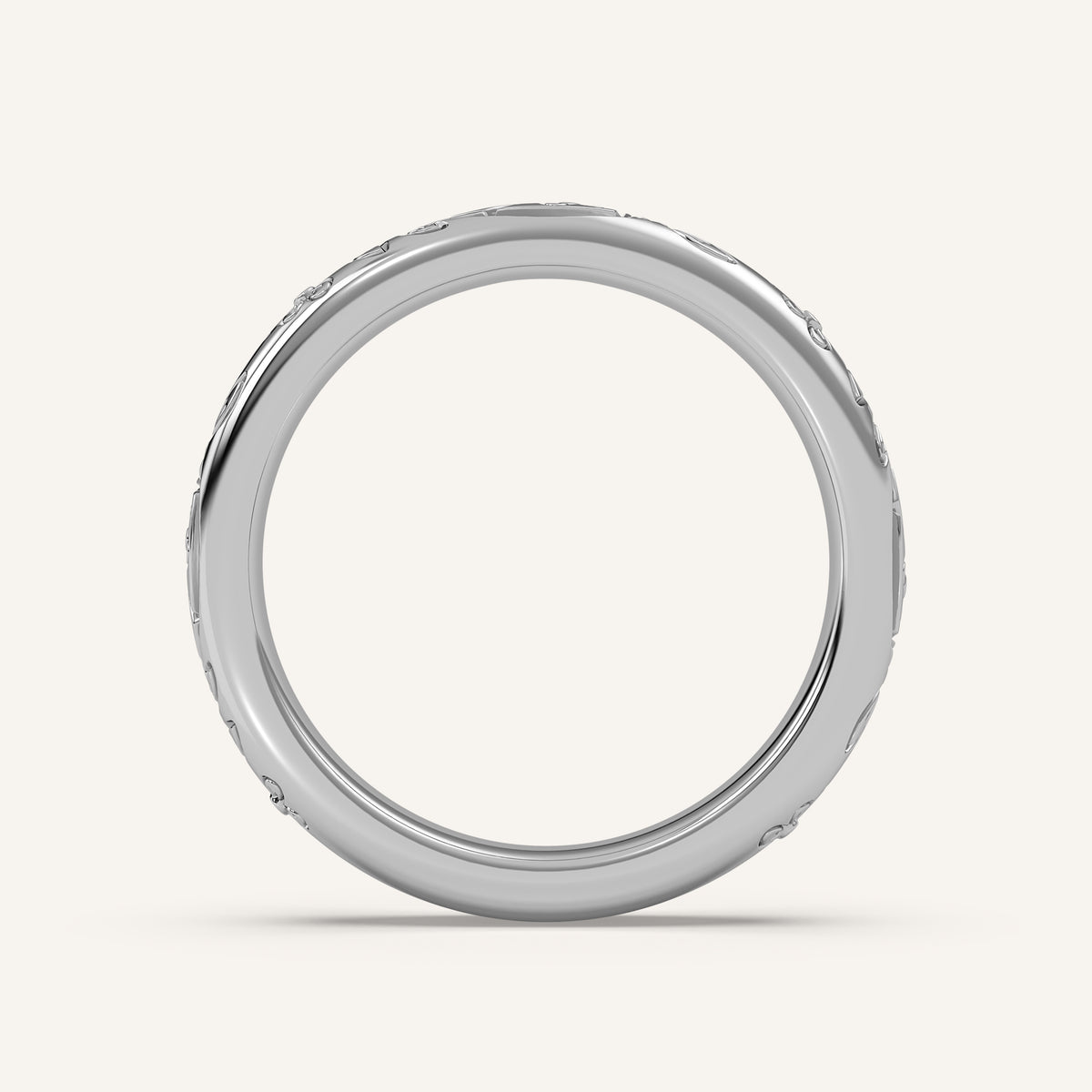 Floral Engraved Wedding Band in 14k White Gold (view 4)