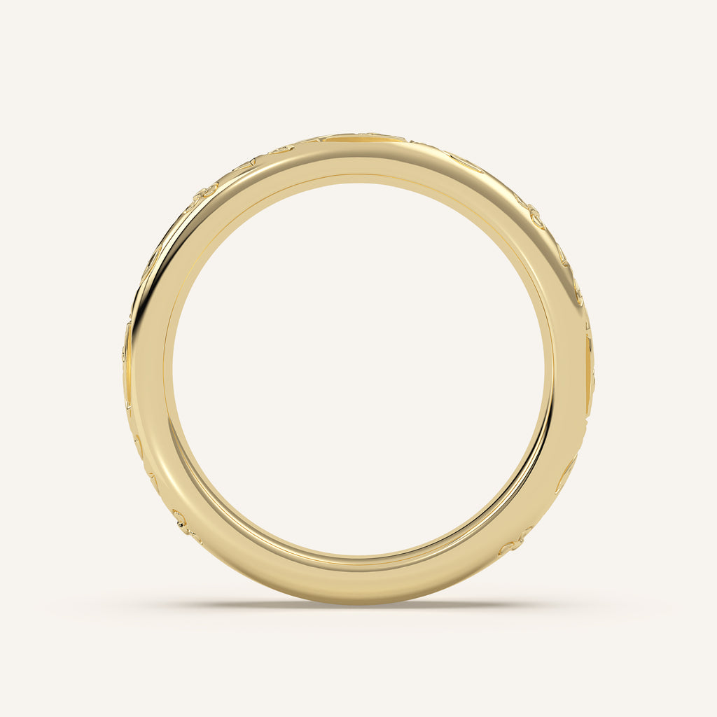 Floral Engraved Wedding Band in 14k Yellow Gold (view 4)