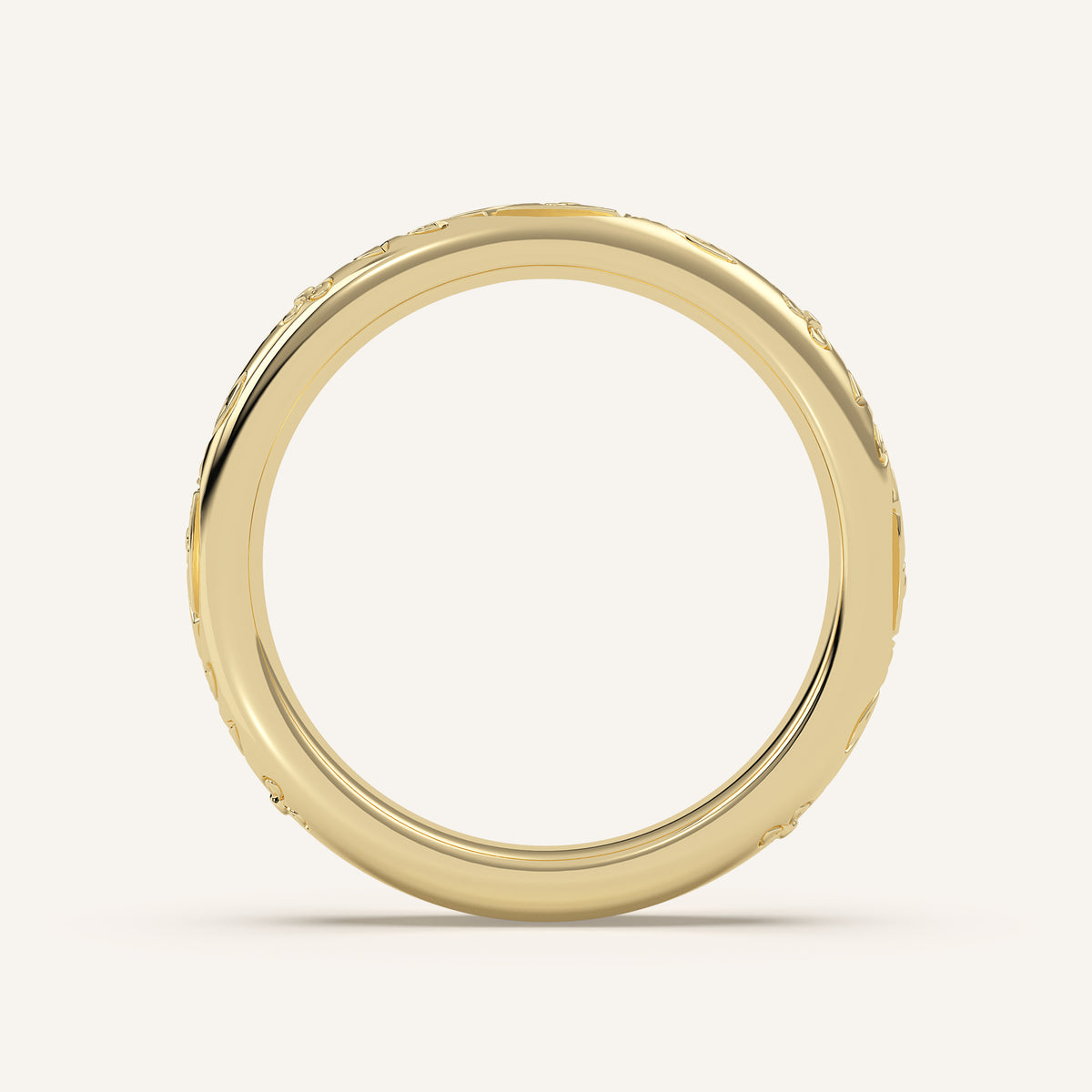 Floral Engraved Wedding Band in 14k Yellow Gold (view 4)