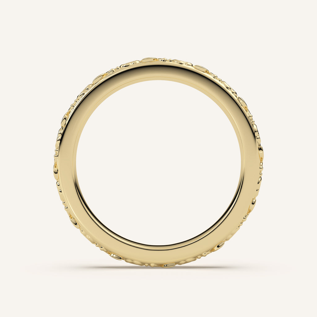 Sculpted Floral Wedding Band in 14k Yellow Gold (view 4)