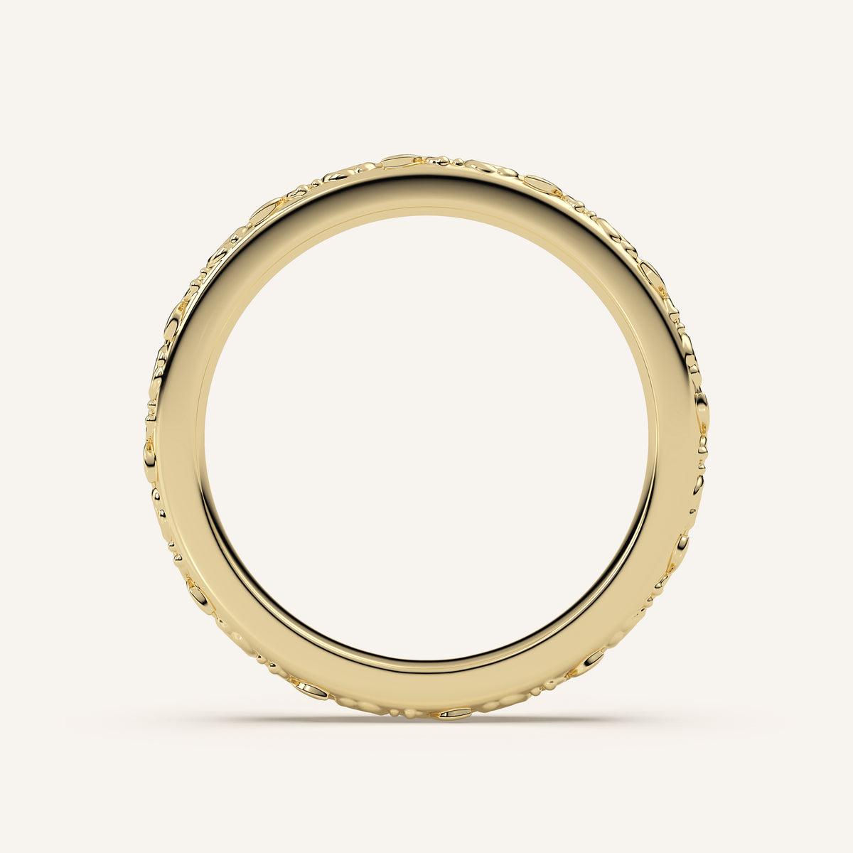 Sculpted Floral Wedding Band in 14k Yellow Gold (view 4)