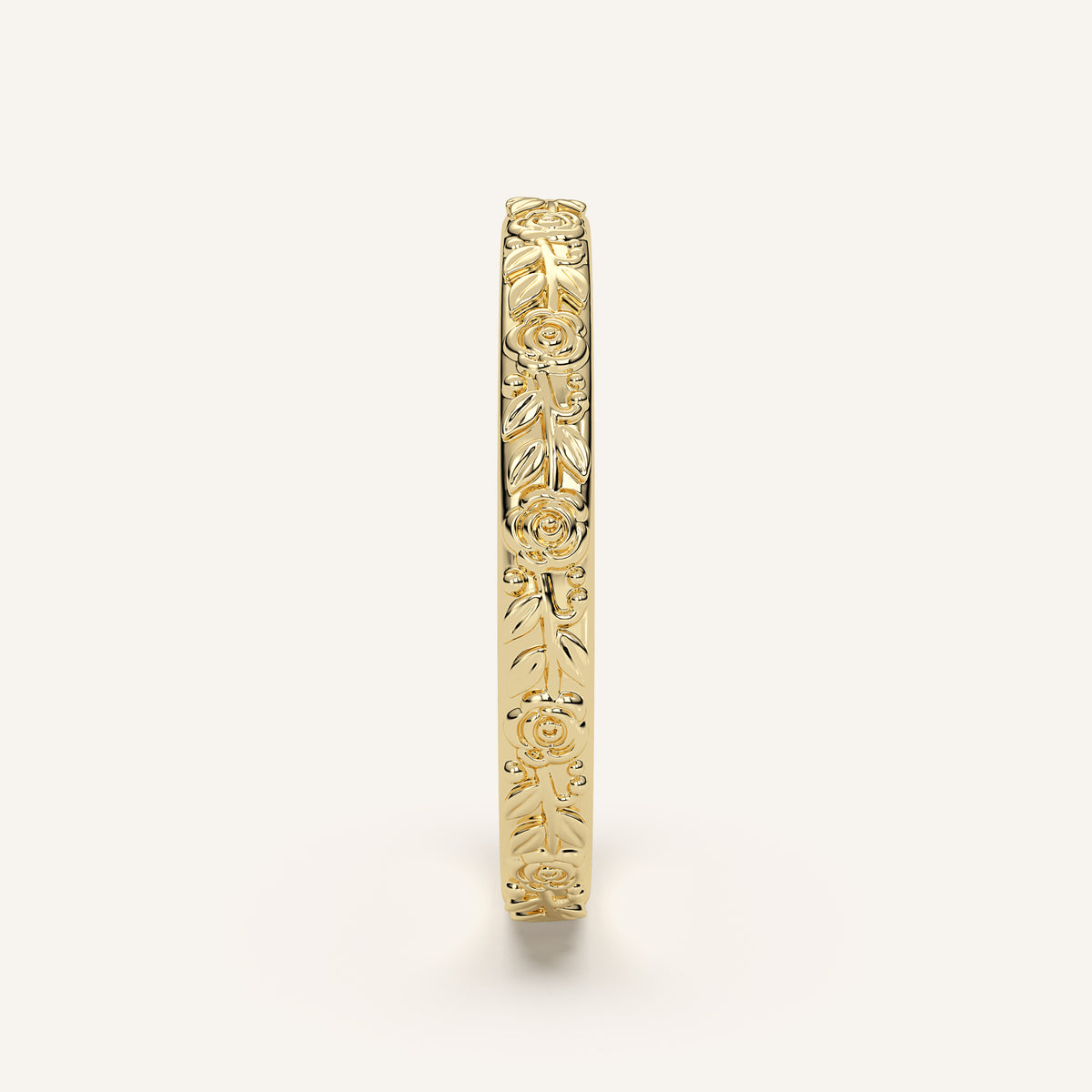Sculpted Floral Wedding Band in 14k Yellow Gold (view 3)
