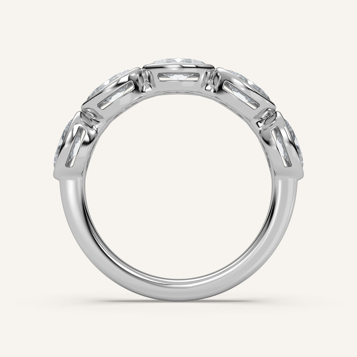 East-West Oval Bezel Half Eternity Band in 14k White Gold (view 4)