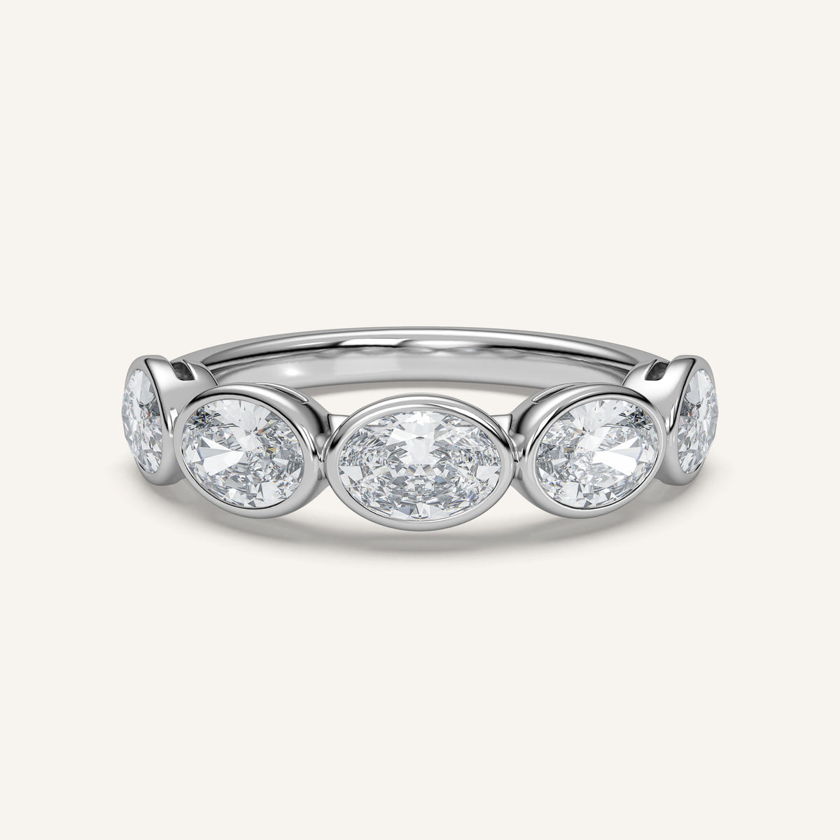 East-West Oval Bezel Half Eternity Band in 14k White Gold (view 1)