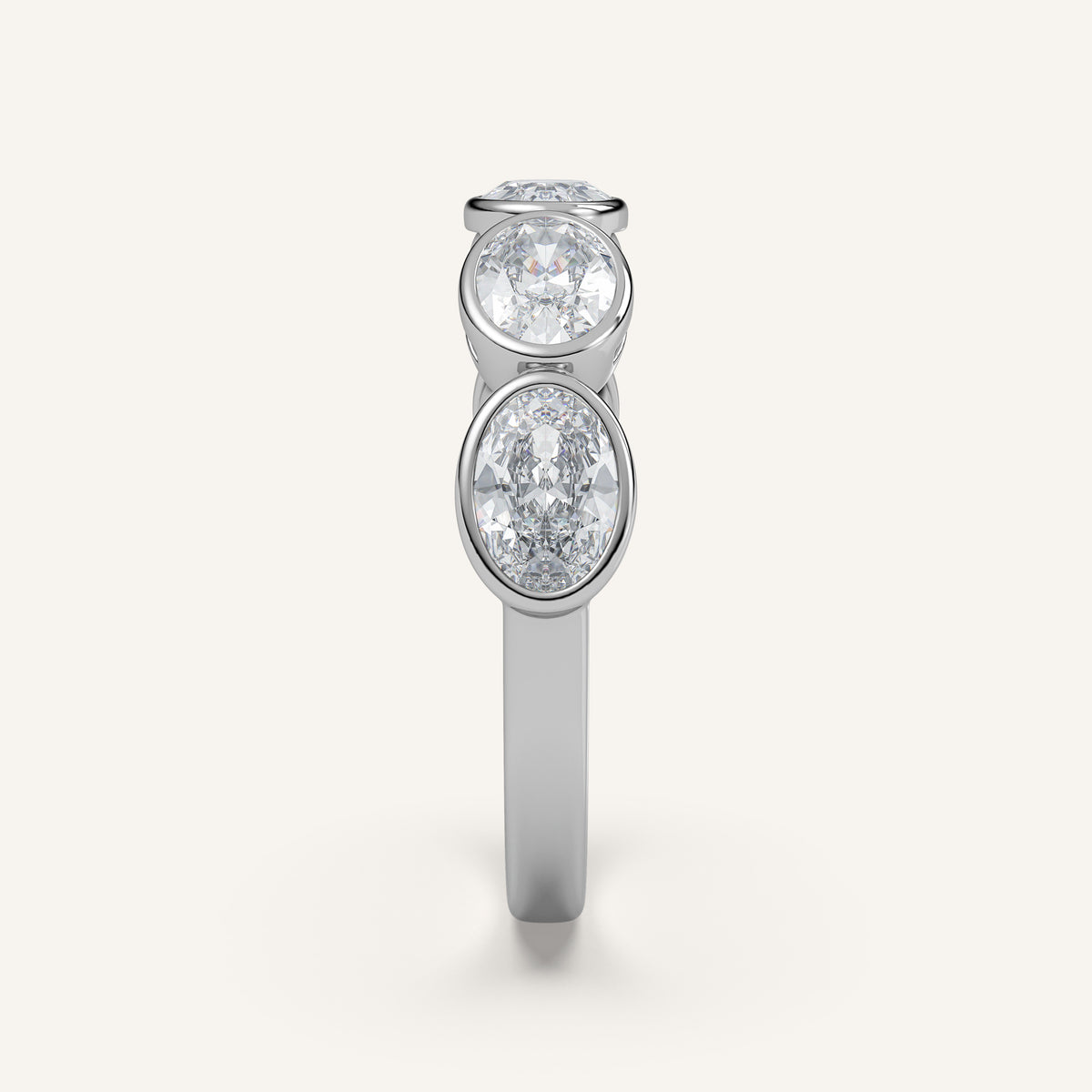 East-West Oval Bezel Half Eternity Band in 14k White Gold (view 3)