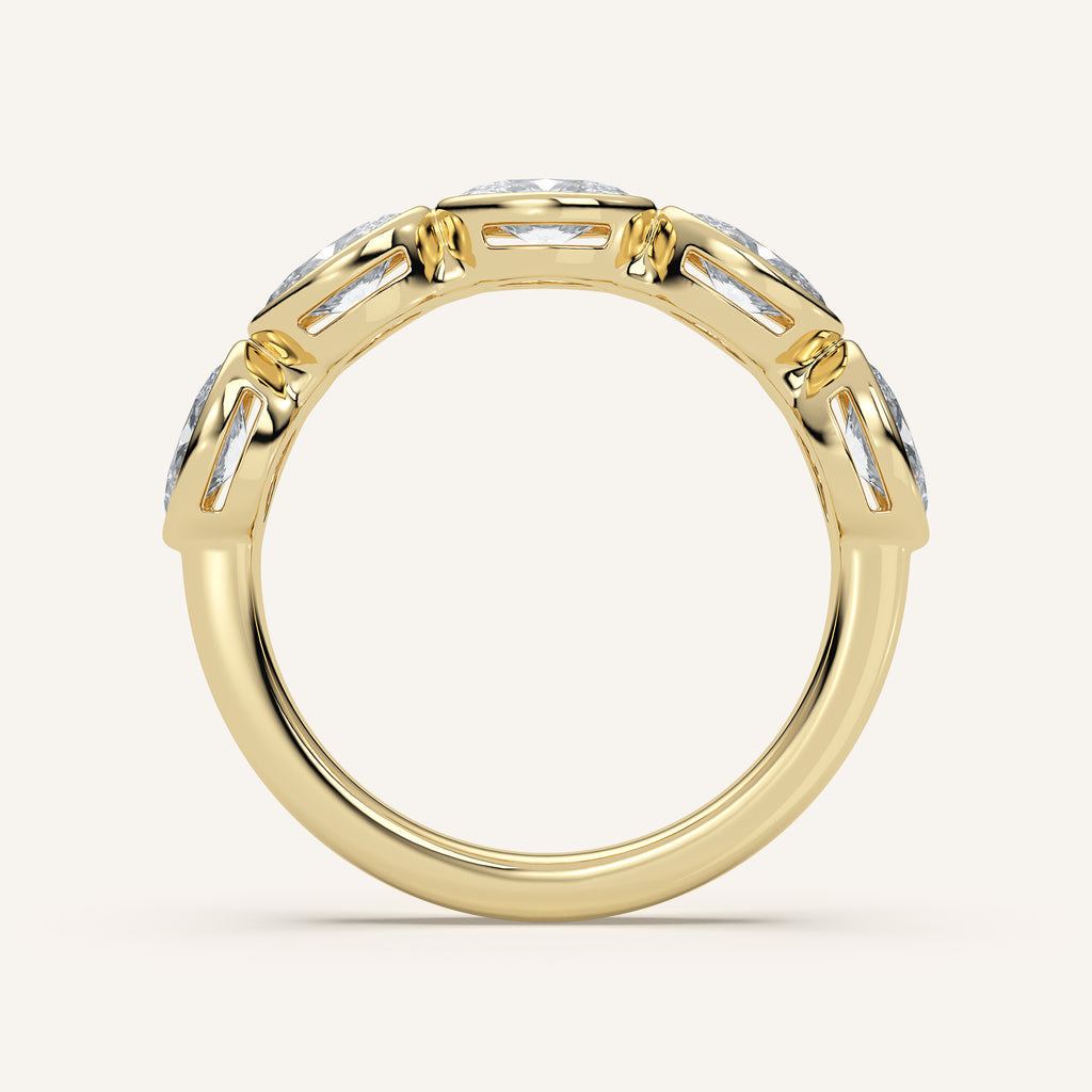 East-West Oval Bezel Half Eternity Band in 14k Yellow Gold (view 4)