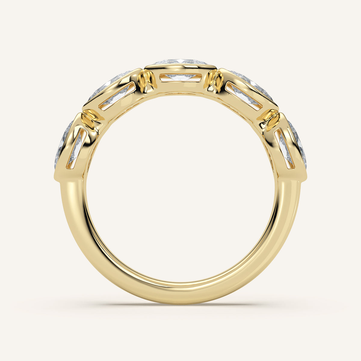 East-West Oval Bezel Half Eternity Band in 14k Yellow Gold (view 4)