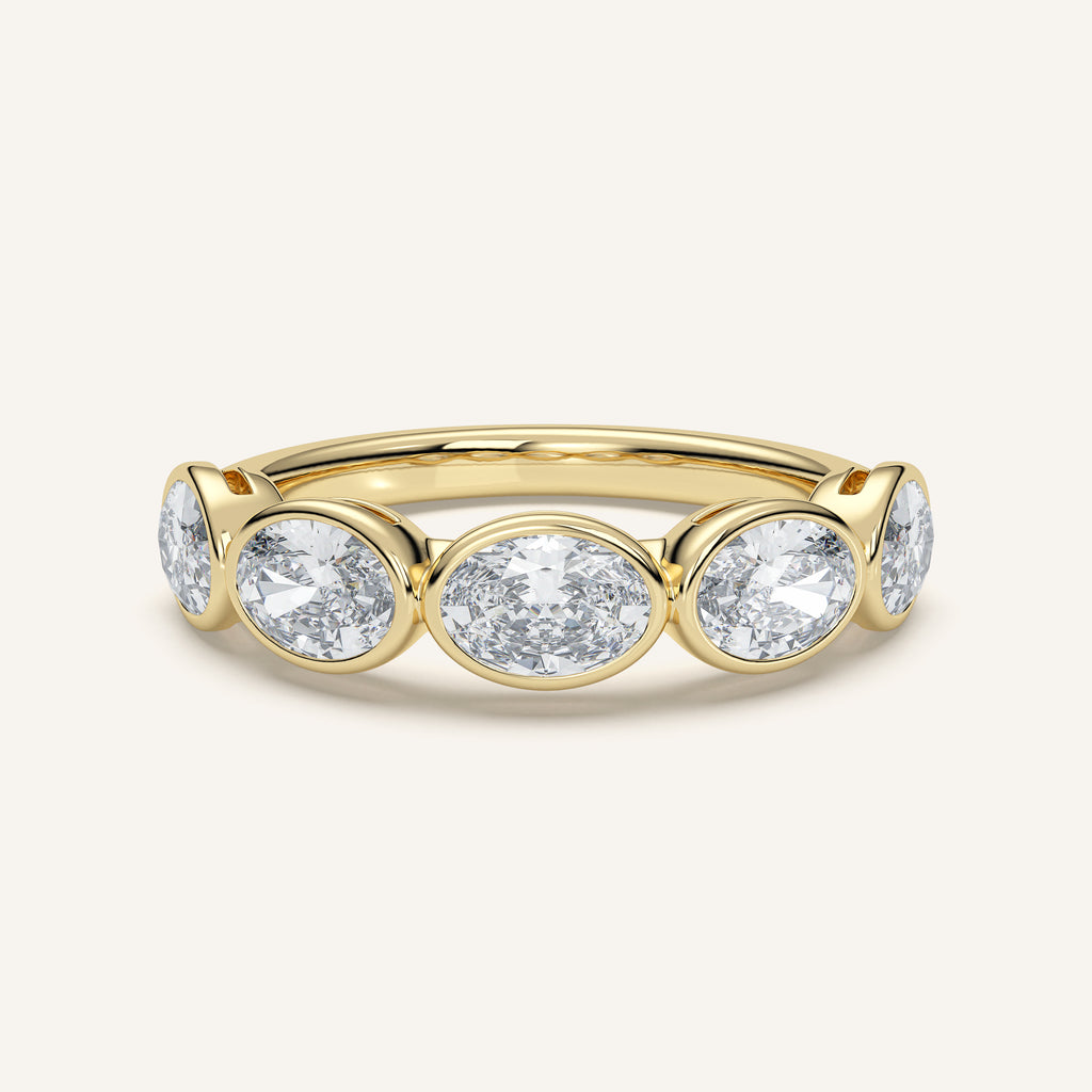 East-West Oval Bezel Half Eternity Band in 14k Yellow Gold (view 1)