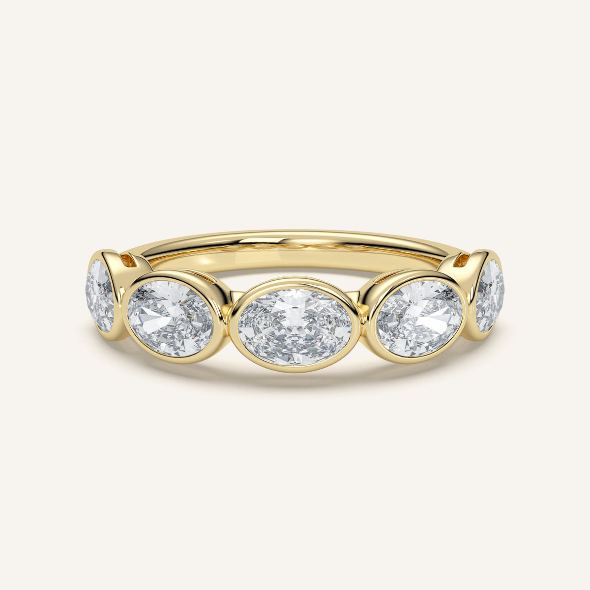 East-West Oval Bezel Half Eternity Band in 14k Yellow Gold (view 1)
