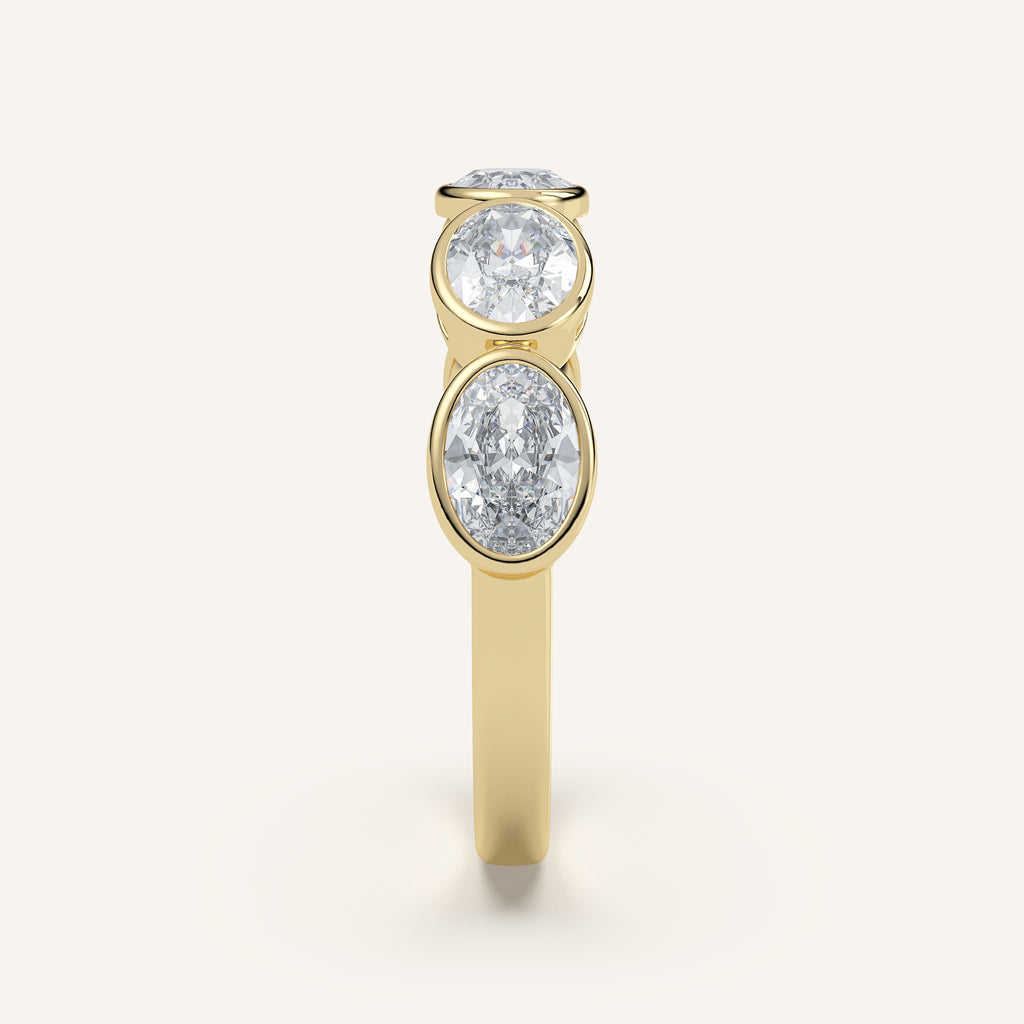 East-West Oval Bezel Half Eternity Band in 14k Yellow Gold (view 3)