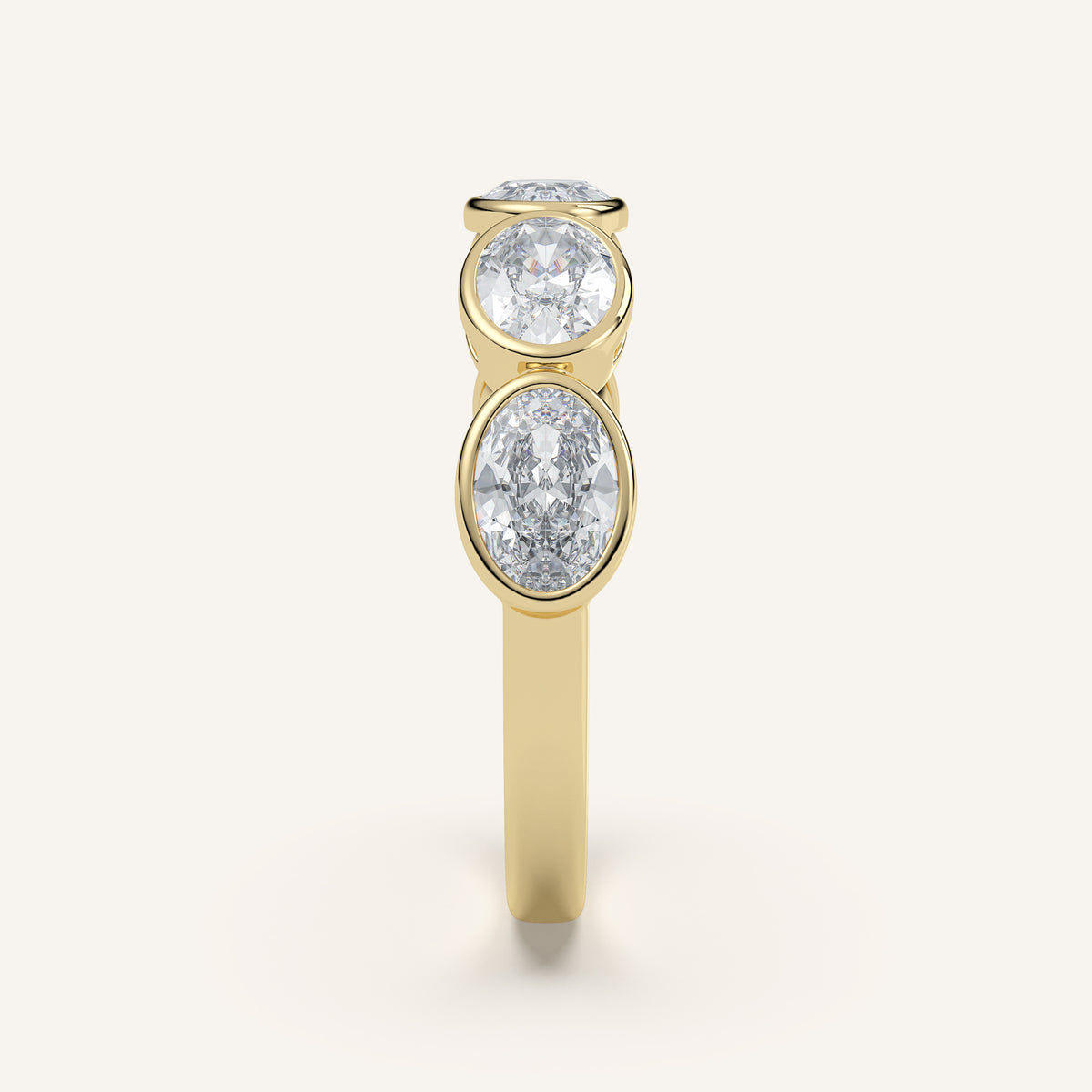 East-West Oval Bezel Half Eternity Band in 14k Yellow Gold (view 3)