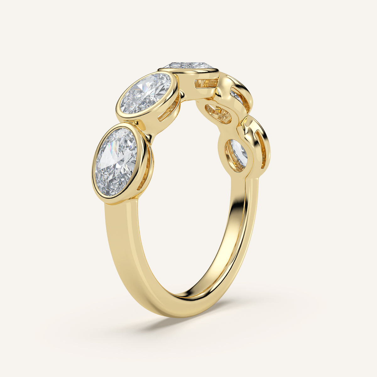 East-West Oval Bezel Half Eternity Band in 14k Yellow Gold (view 2)