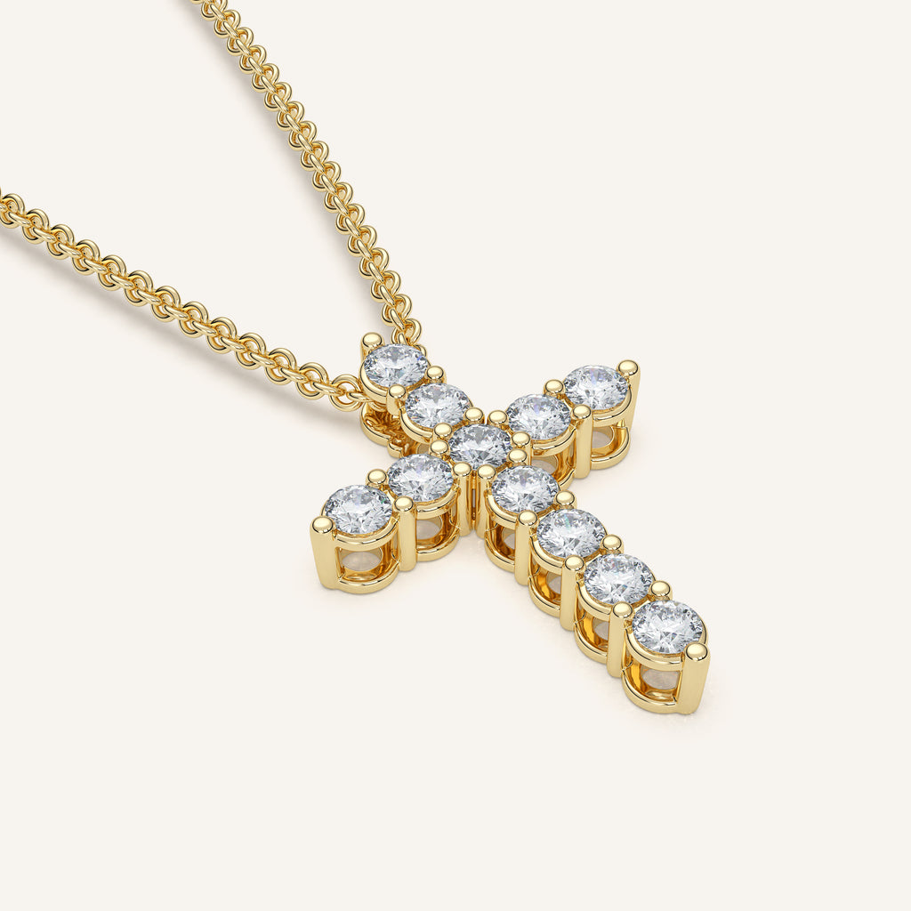 Pavé Diamond Cross Necklace in 14k Yellow Gold (view 4)