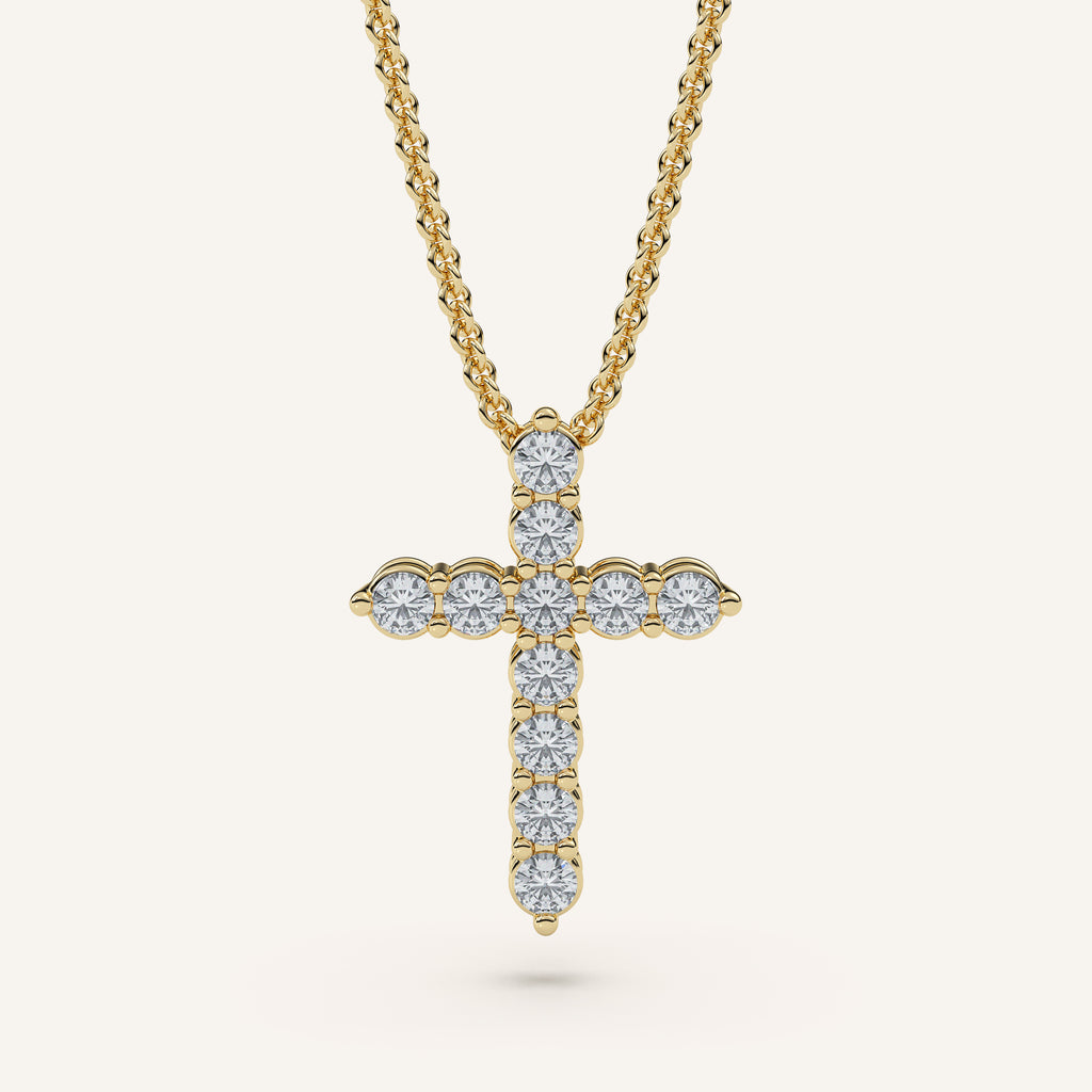 Pavé Diamond Cross Necklace in 14k Yellow Gold (view 1)