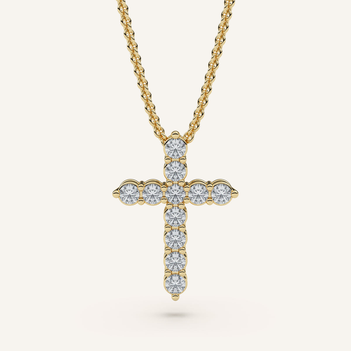 Pavé Diamond Cross Necklace in 14k Yellow Gold (view 1)