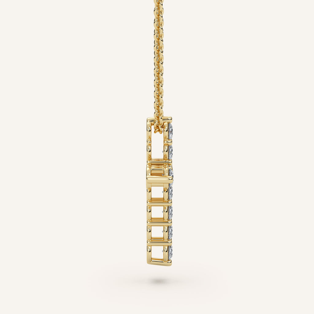 Pavé Diamond Cross Necklace in 14k Yellow Gold (view 3)