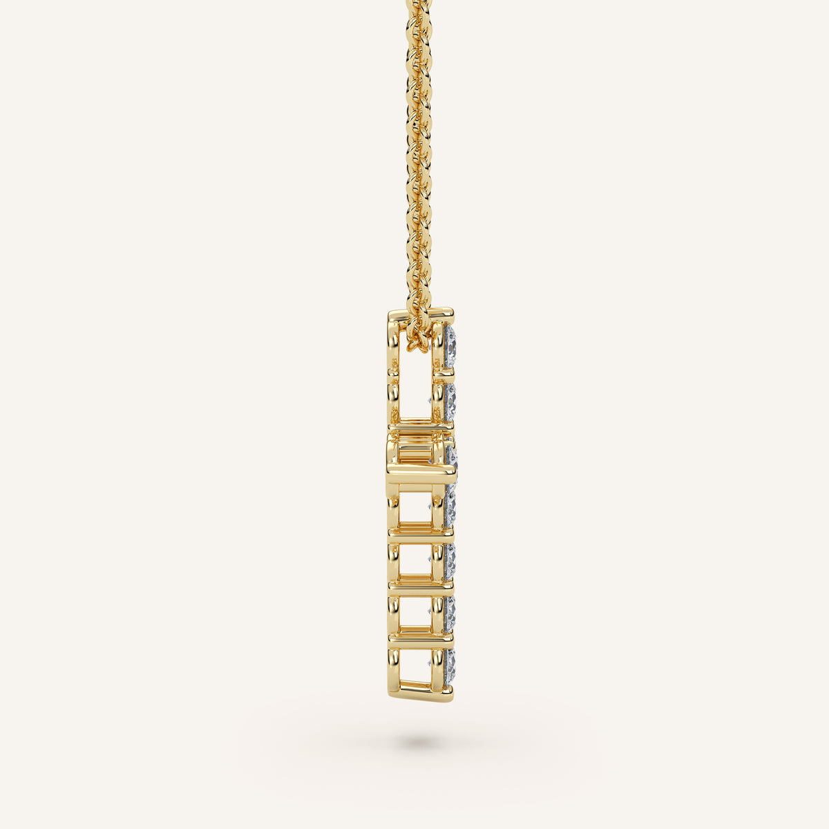 Pavé Diamond Cross Necklace in 14k Yellow Gold (view 3)