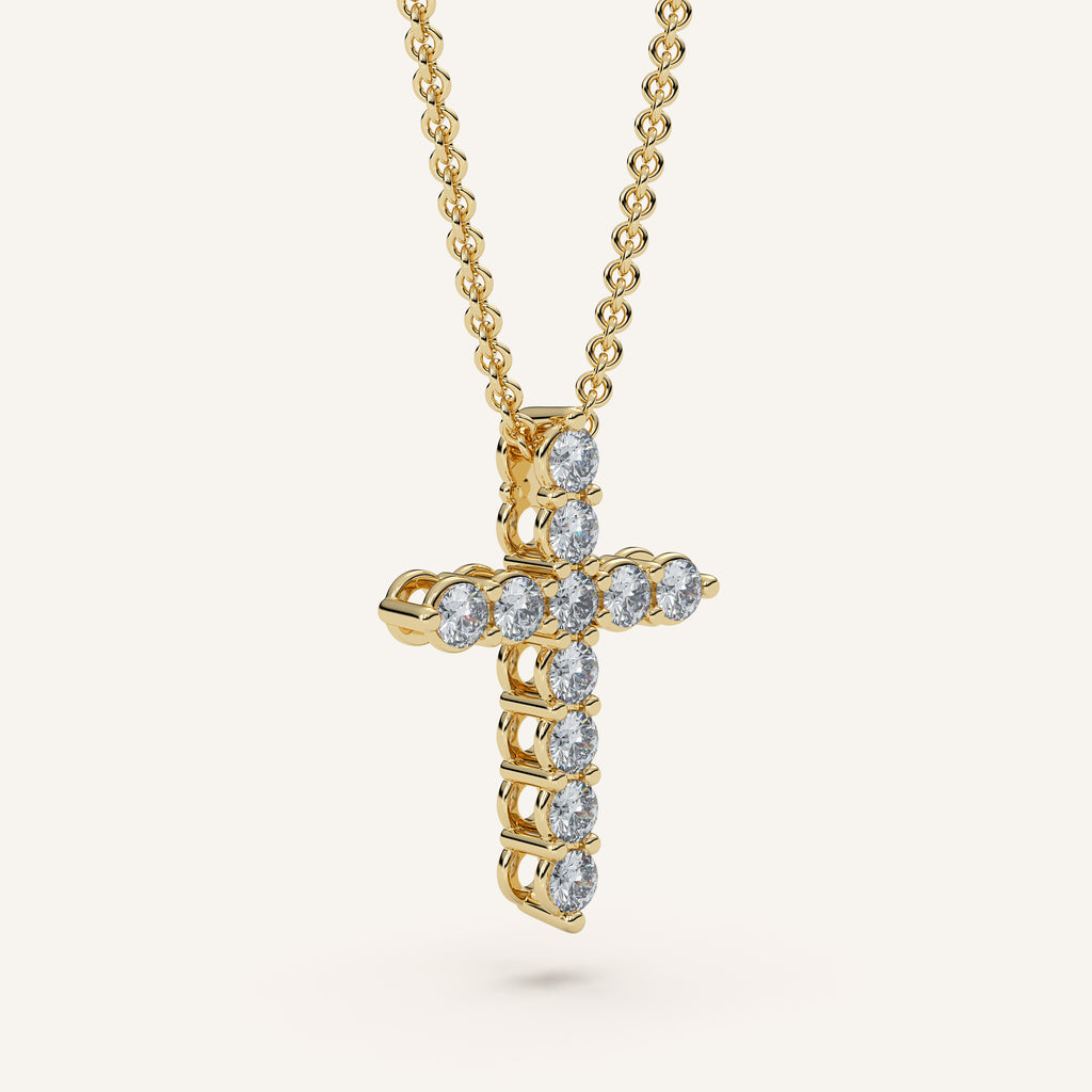 Pavé Diamond Cross Necklace in 14k Yellow Gold (view 2)