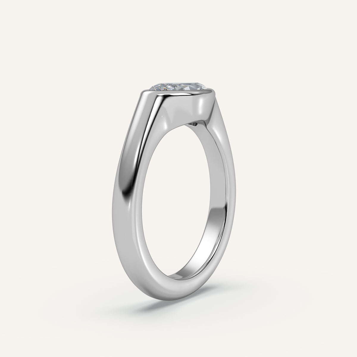 East-West Marquise Bezel Diamond Pinky Ring in 14k White Gold (view 2)