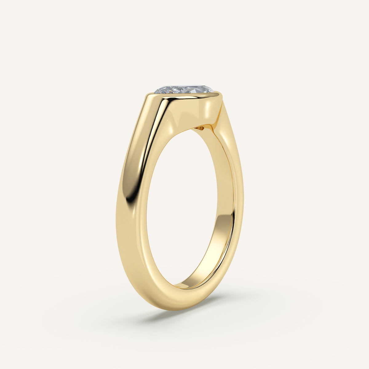 East-West Marquise Bezel Diamond Pinky Ring in 14k Yellow Gold (view 2)