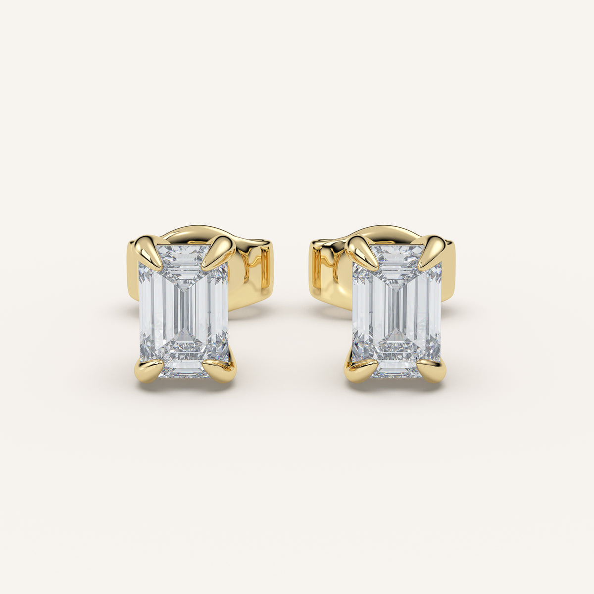 Emerald-Cut Diamond Stud Earrings — 1 CTW in 14k Yellow Gold (view 1)