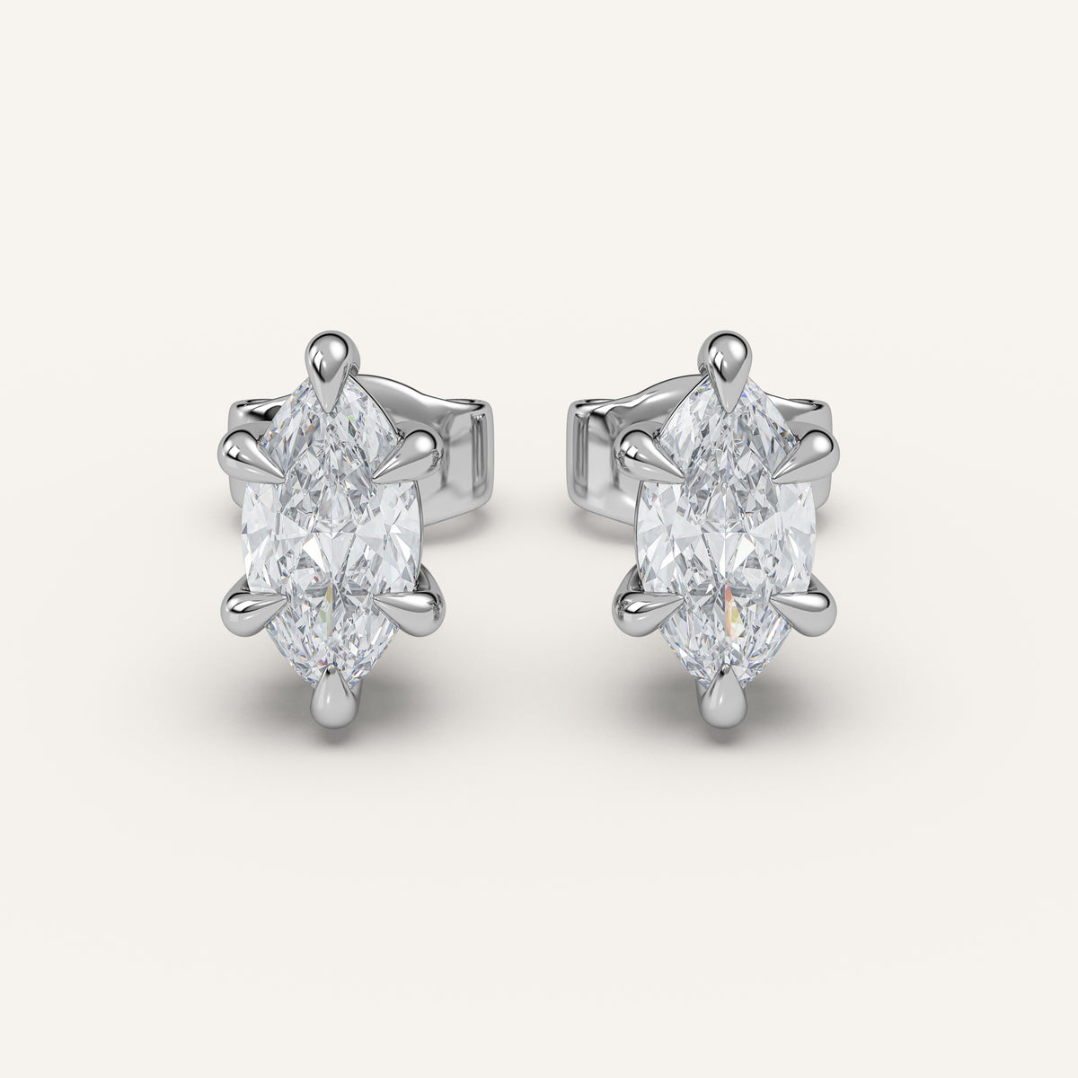 Marquise Diamond Stud Earrings — 1 CTW in 14k White Gold (view 1)