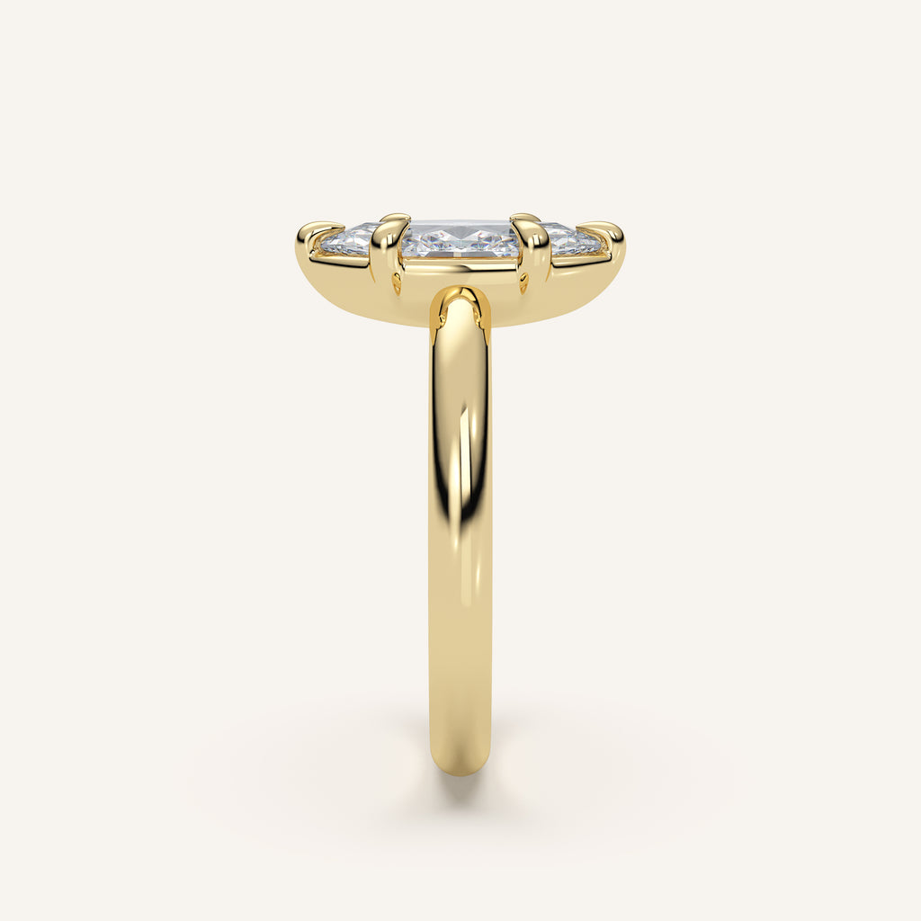 Marquise Faux Bezel Diamond Pinky Ring in 14k Yellow Gold (view 3)