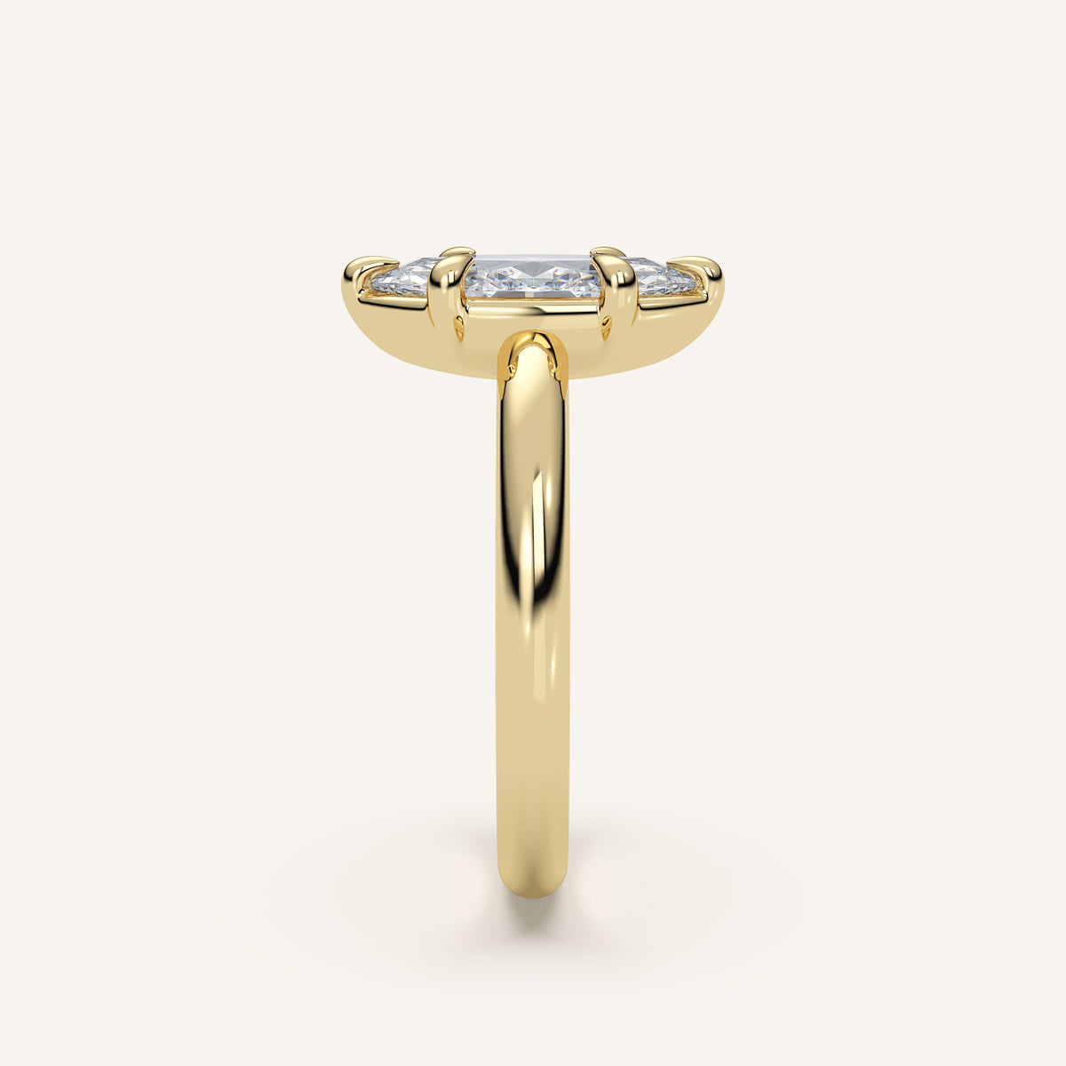 Marquise Faux Bezel Diamond Pinky Ring in 14k Yellow Gold (view 3)