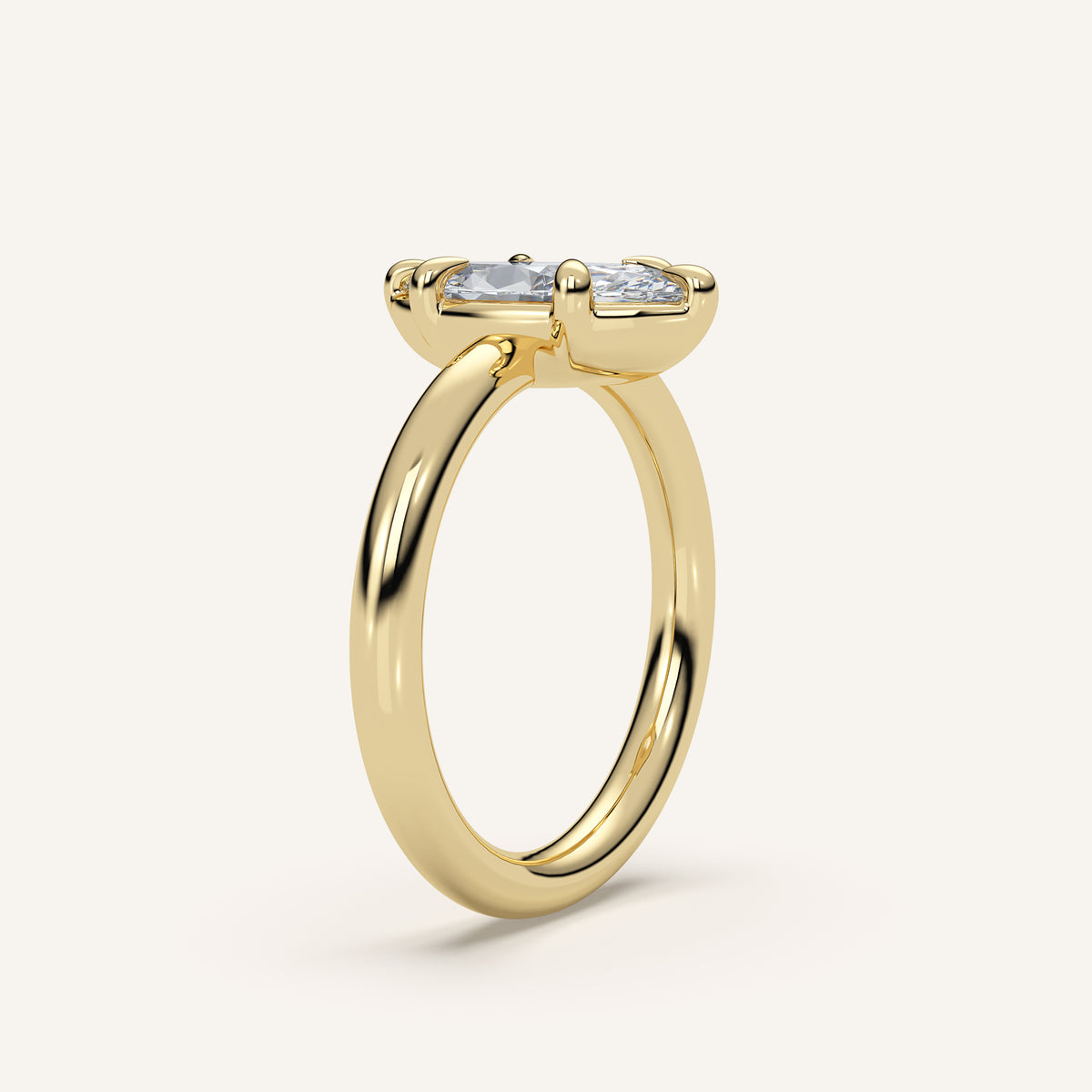 Marquise Faux Bezel Diamond Pinky Ring in 14k Yellow Gold (view 2)