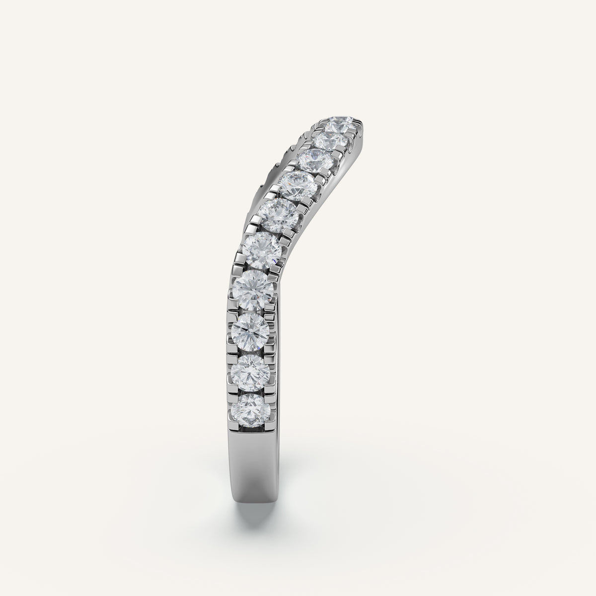 Curved Pavé Diamond Wedding Band in 14k White Gold (view 3)