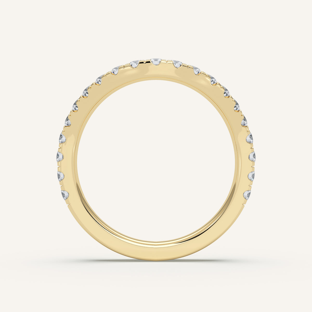 Curved Pavé Diamond Wedding Band in 14k Yellow Gold (view 4)