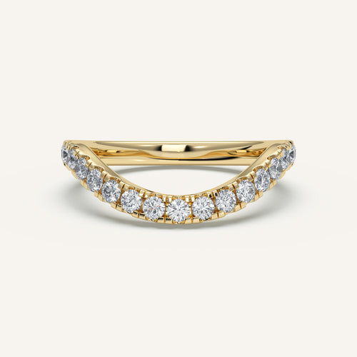 Curved Pavé Diamond Wedding Band in 14k Yellow Gold (view 1)