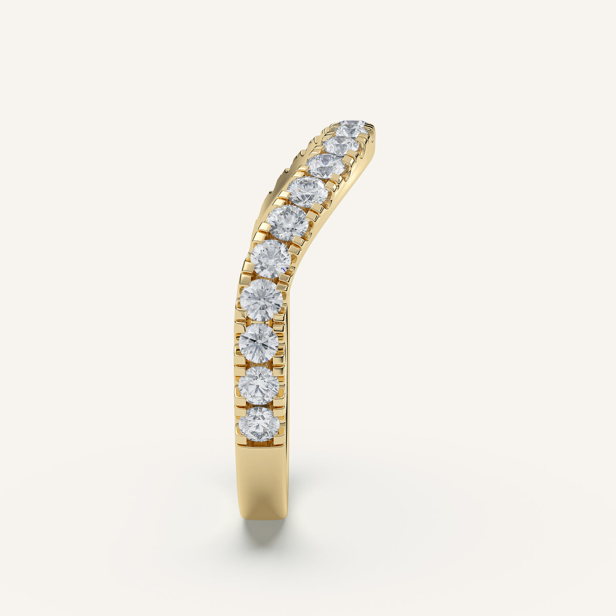 Curved Pavé Diamond Wedding Band in 14k Yellow Gold (view 3)