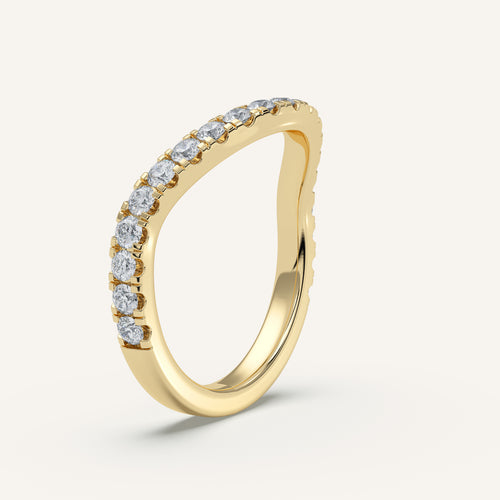 Curved Pavé Diamond Wedding Band in 14k Yellow Gold (view 2)