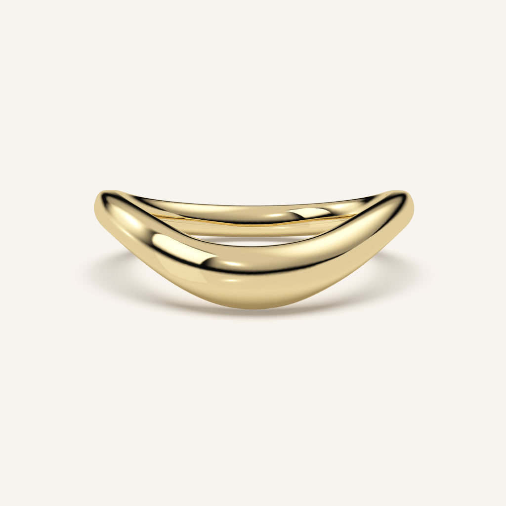 Curved Gold Wedding Band | 14k Gold | Clairamor