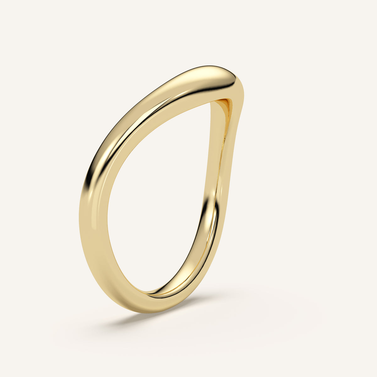 Curved Gold Wedding Band in 14k Yellow Gold (view 2)