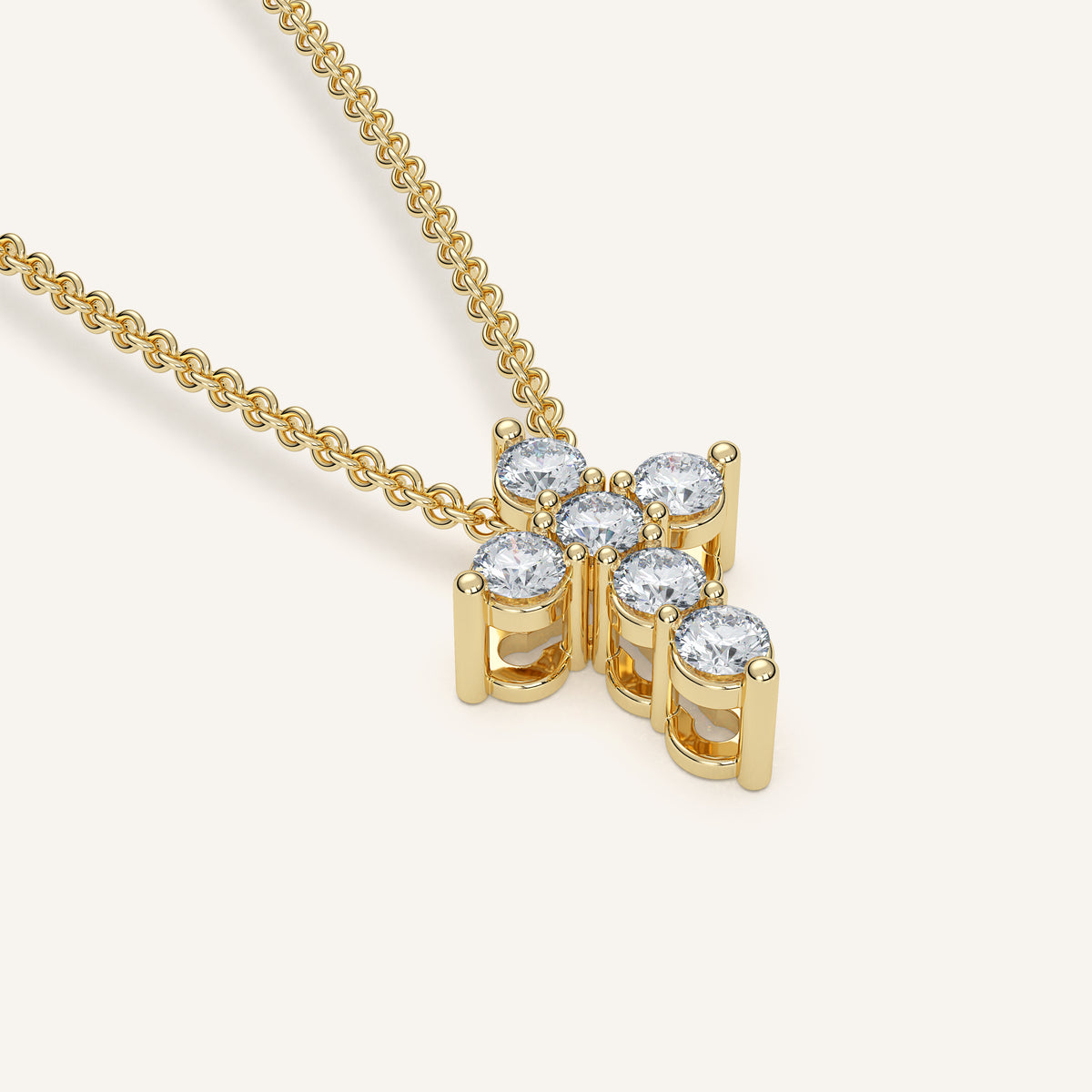 Extra-Petite Pavé Diamond Cross Necklace in 14k Yellow Gold (view 4)