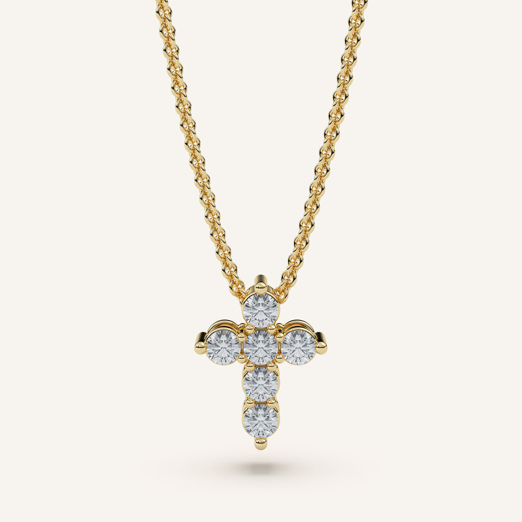 Extra-Petite Pavé Diamond Cross Necklace in 14k Yellow Gold (view 1)